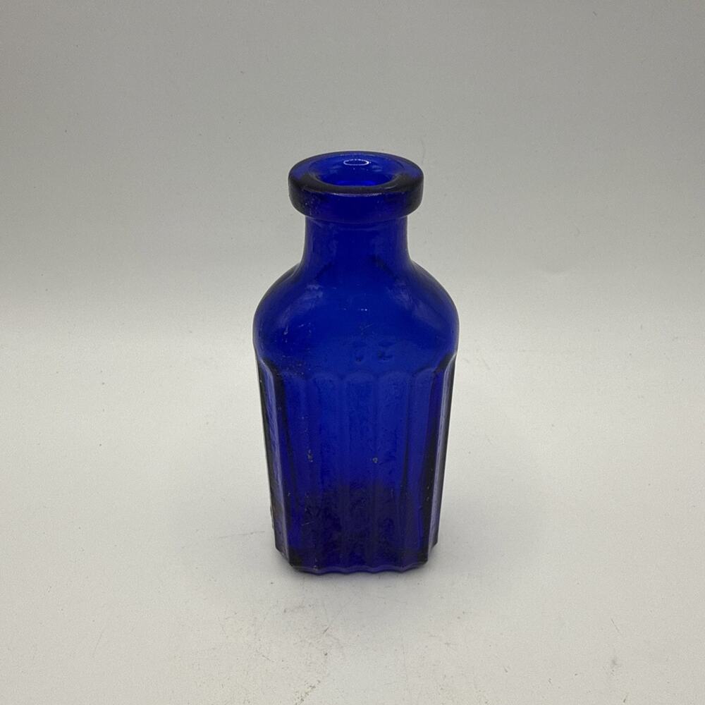 Vintage Cobalt Blue Poison Bottle 3.5”